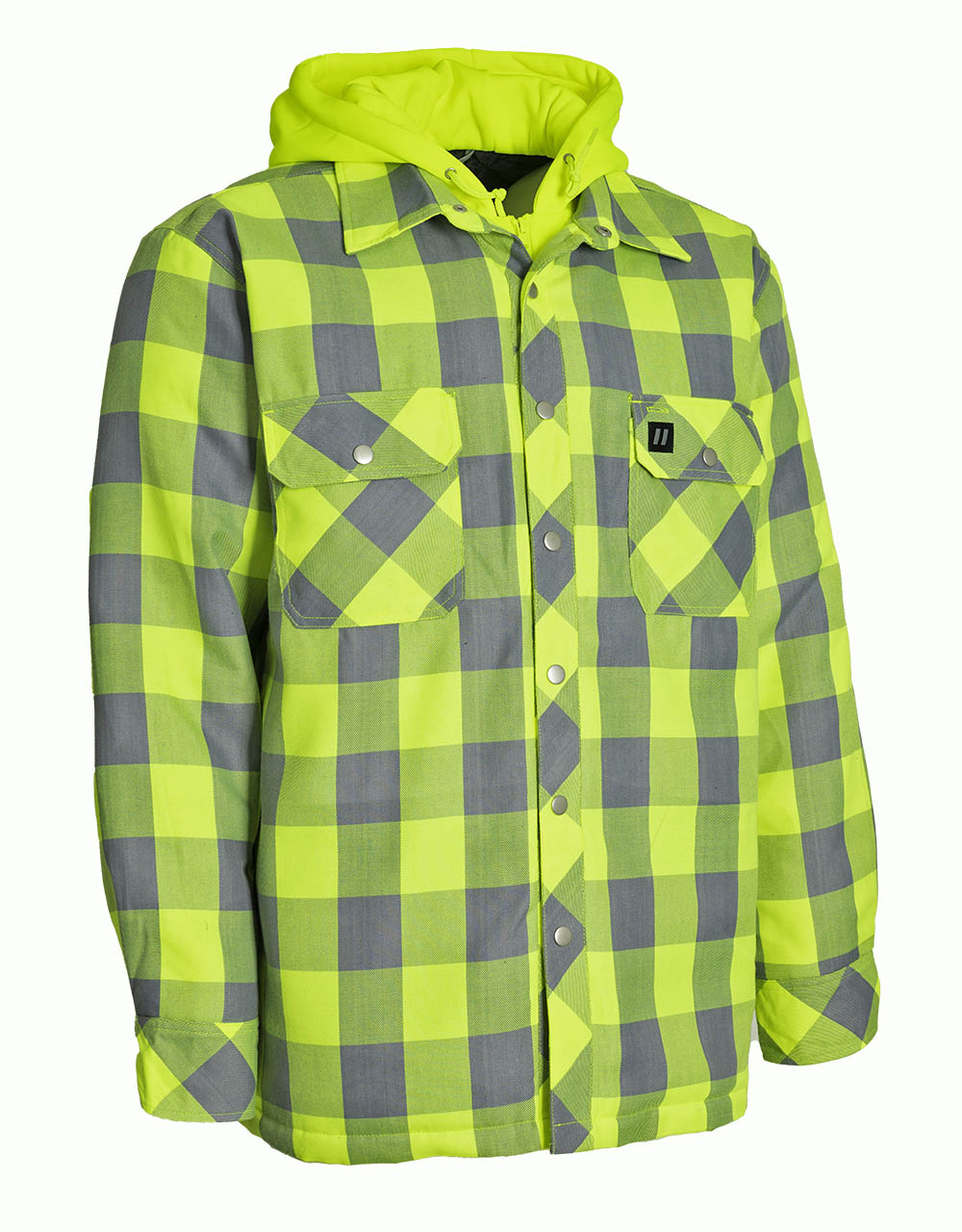 Forcefield Hi Vis Hooded Buffalo Plaid Quilt-Lined Flannel Shirt Jacket - Apparel image 1