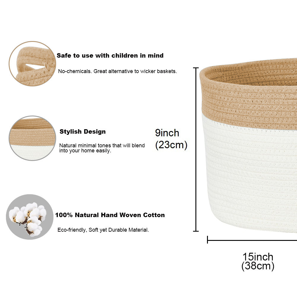 Cotton Rope Storage Baskets with Handles (3pcs) - Cotton Woven Bins - Jewelry image 4
