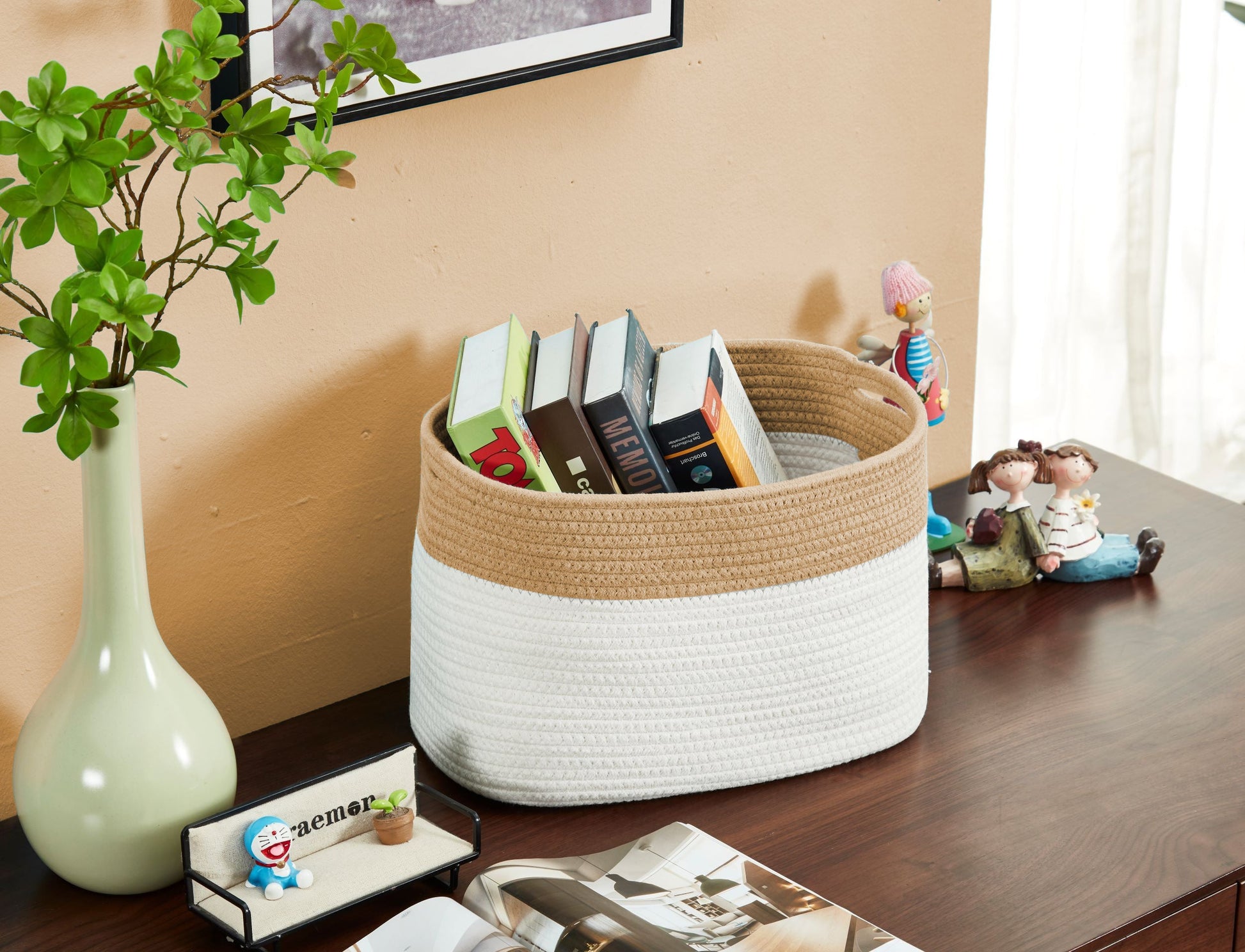 Cotton Rope Storage Baskets with Handles (3pcs) - Cotton Woven Bins - Jewelry image 6