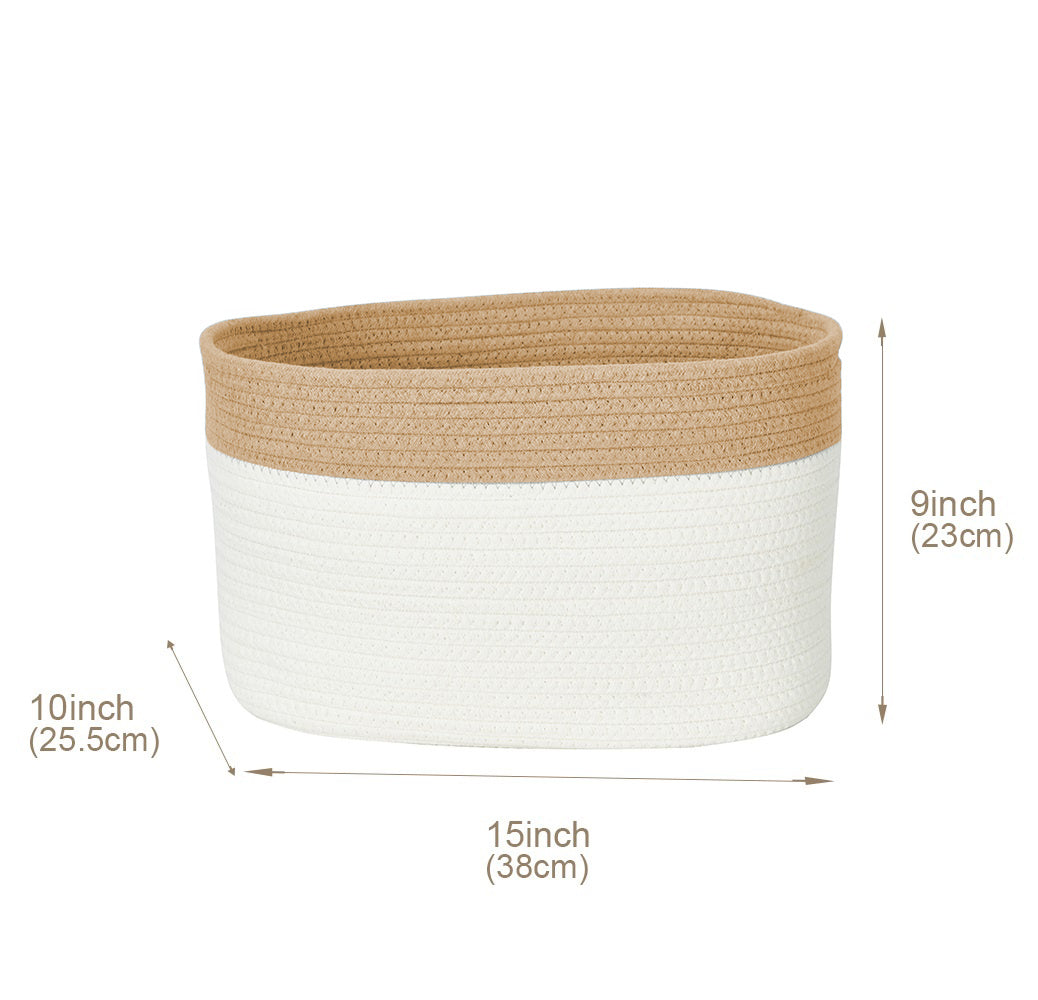 Cotton Rope Storage Baskets with Handles (3pcs) - Cotton Woven Bins - Jewelry image 7