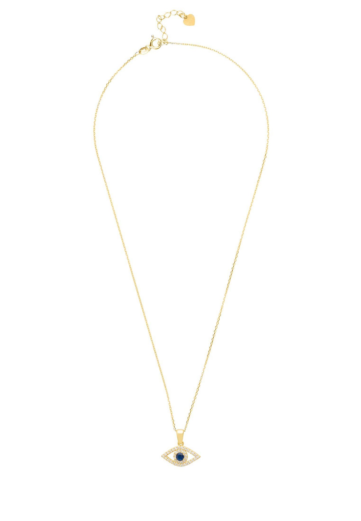 Evil Eye Elliptical Necklace Blue Gold - Jewelry image 3