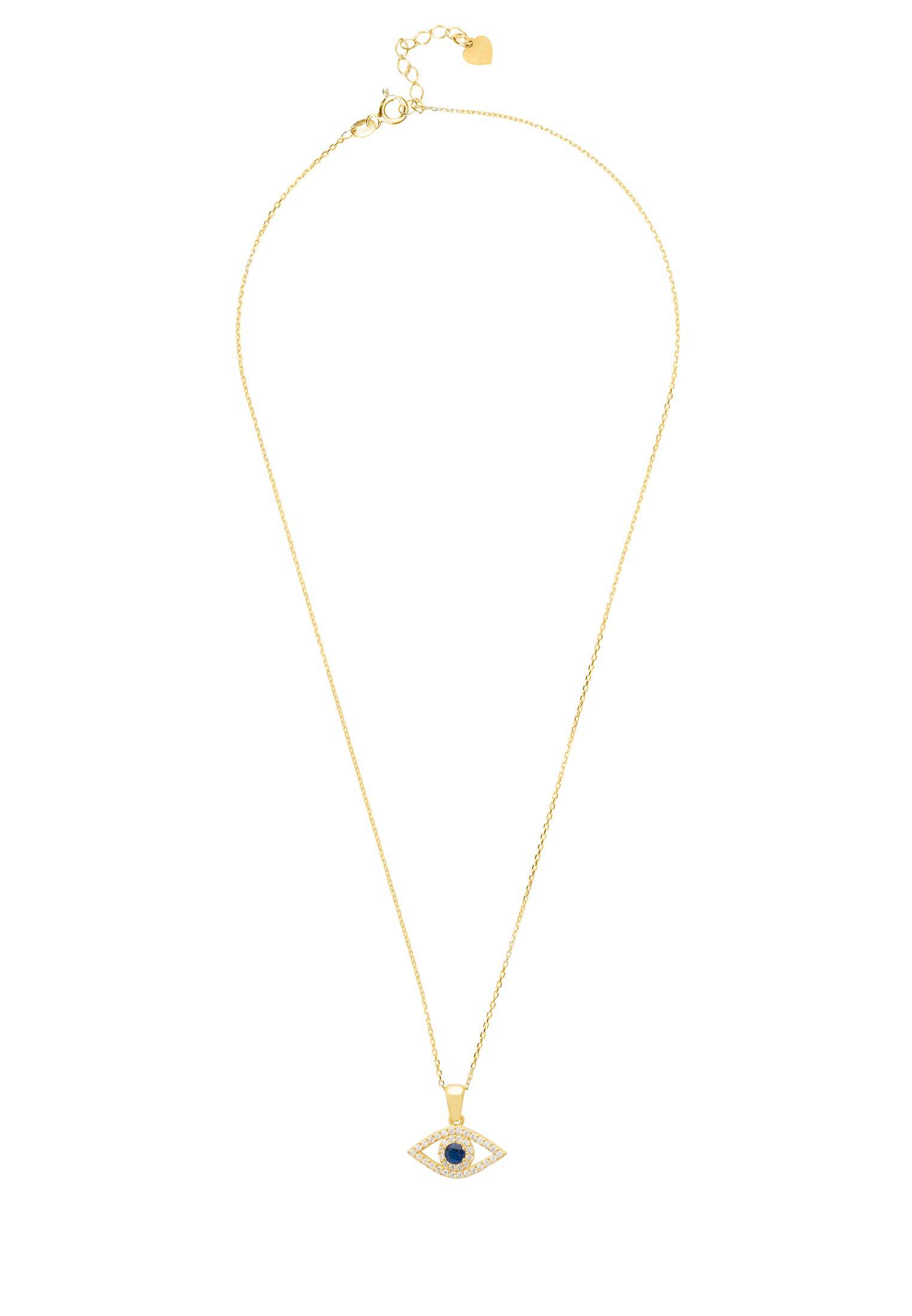 Evil Eye Elliptical Necklace Blue Gold - Jewelry image 3