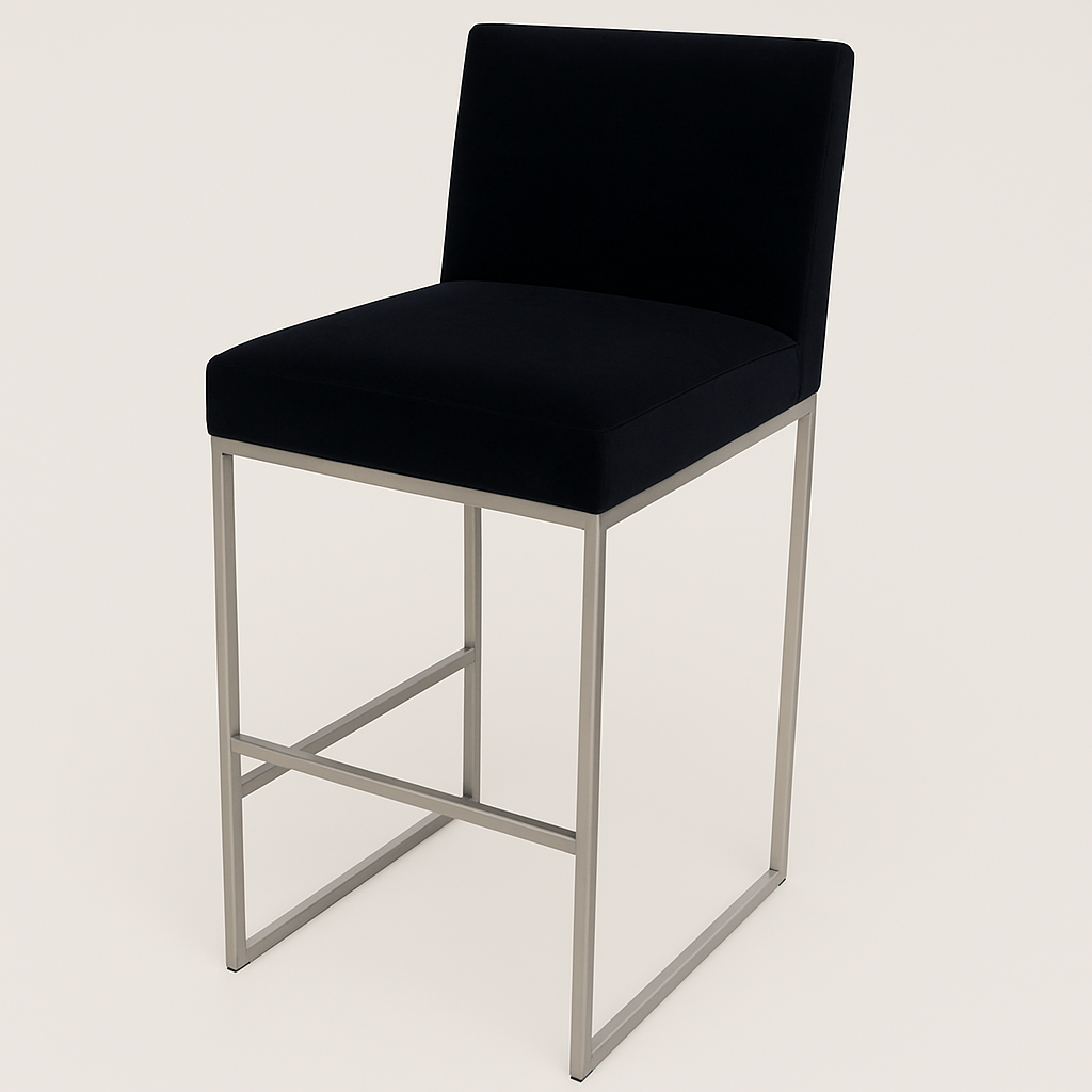 Milo Bar/Counter Stool - Brushed Silver & Black Velvet - Kitchen & Dining image 1