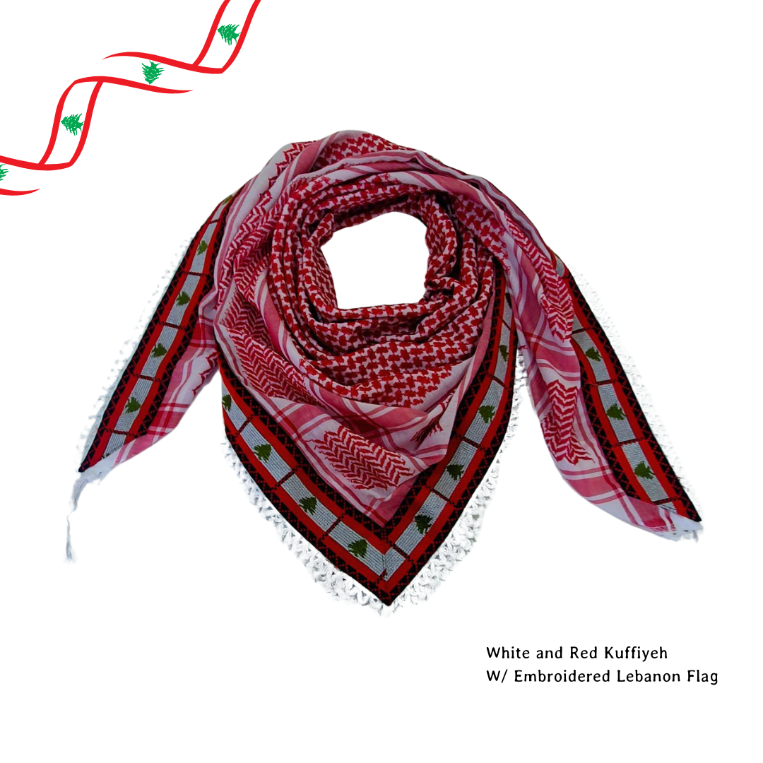 NEW DROP: Lebanon Flag Embroidered Kuffiyeh - Solidarity (3 Colors) - Accessories image 4
