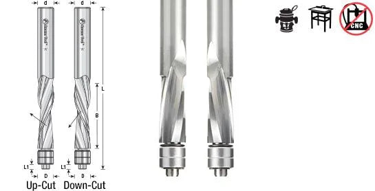 46304 Amana Tool Carbide Tipped UltraTrimFlush Spiral Up-cut Bit (1/2" Diameter) - Furniture image 2