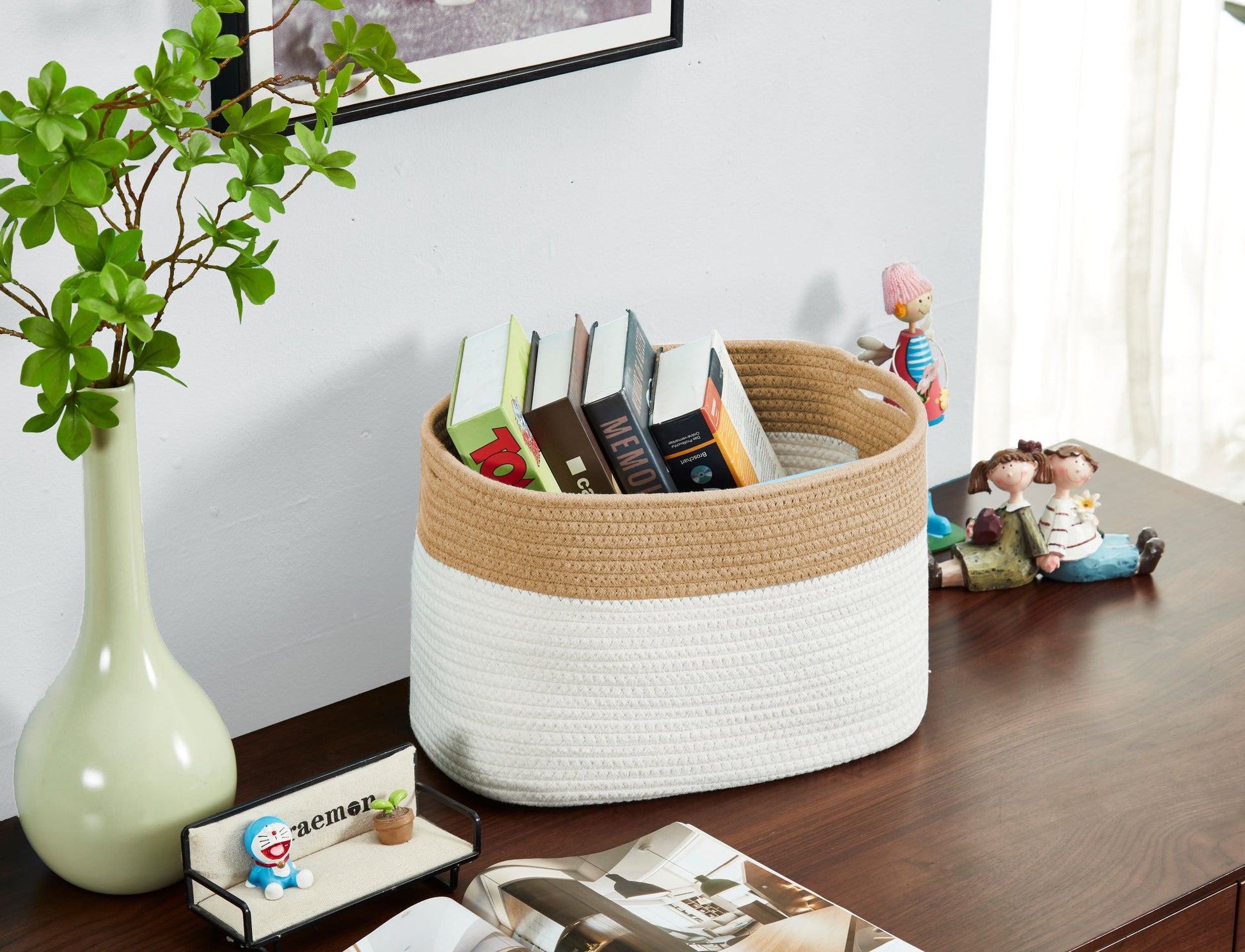 Cotton Rope Storage Baskets with Handles (3pcs) - Cotton Woven Bins - Jewelry image 3