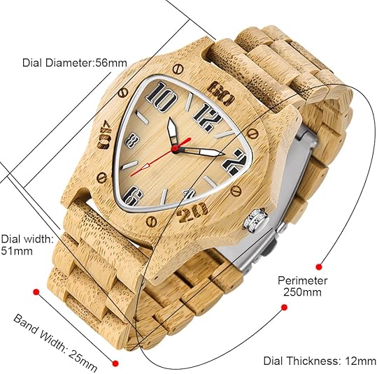 Triangle Design Bamboo Men's Handmade Watch - Jewelry image 5