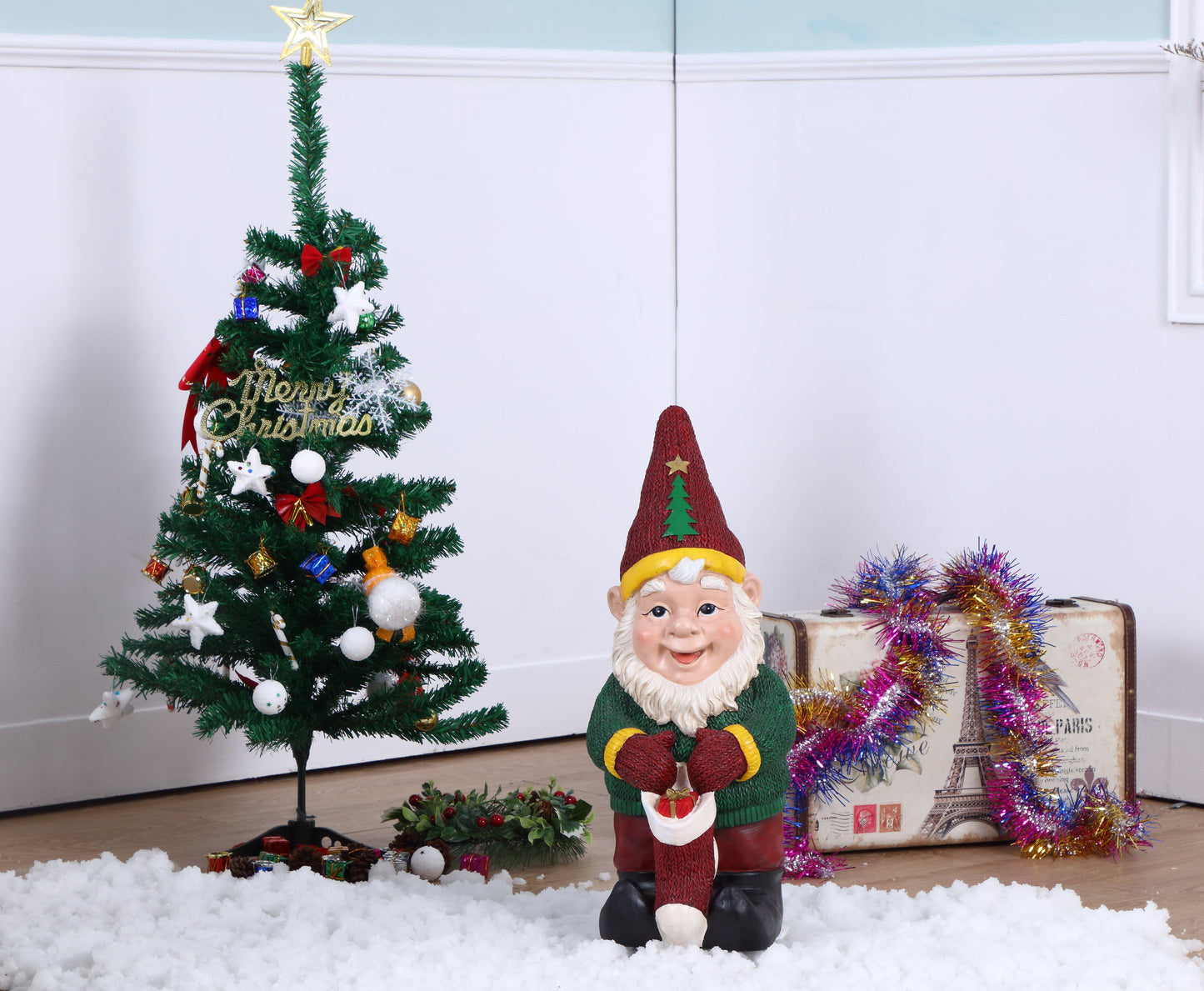 Elf Holds Christmas Stocking Statue - Jewelry image 1