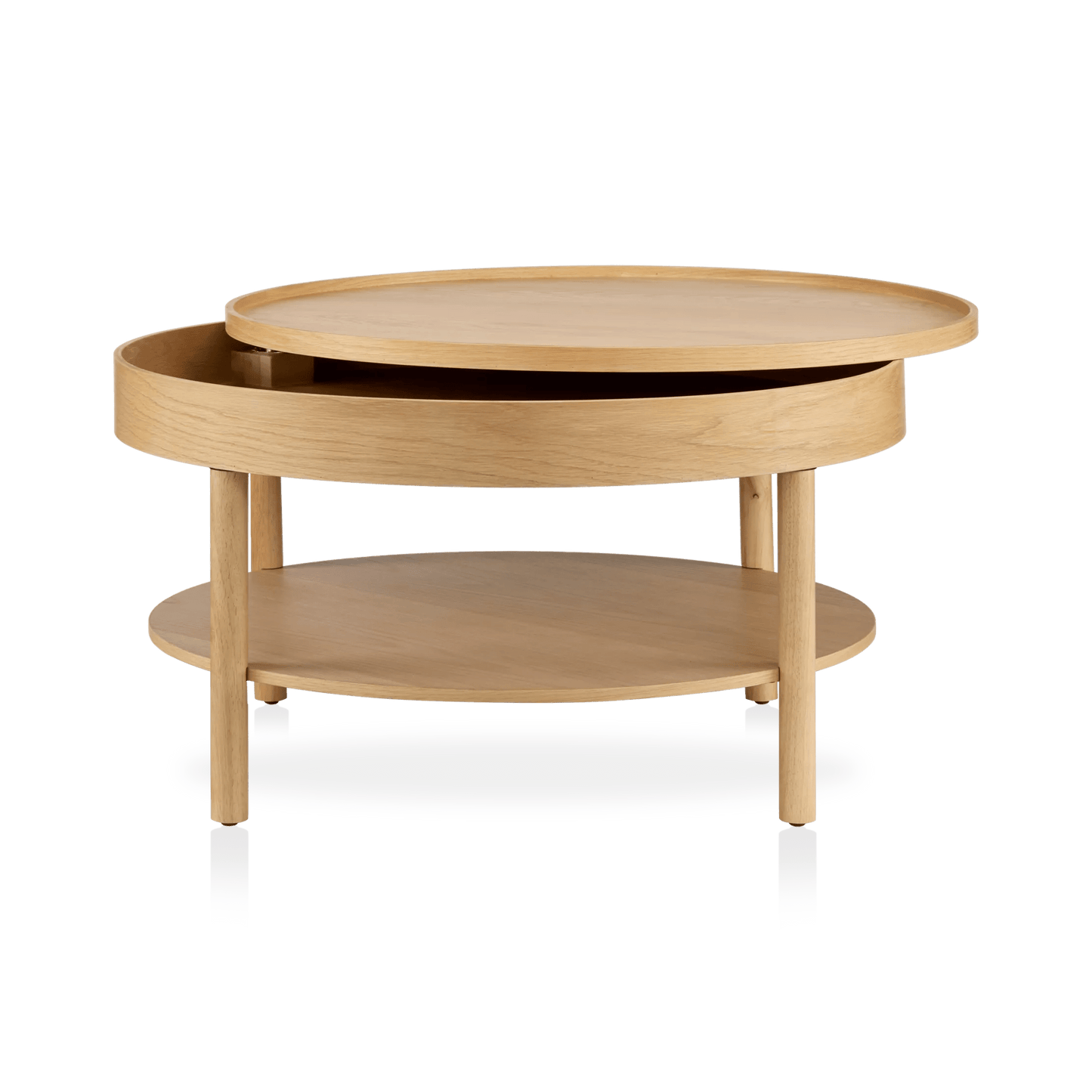 Wooden Round Coffee Table with Lift Top - Furniture image 6
