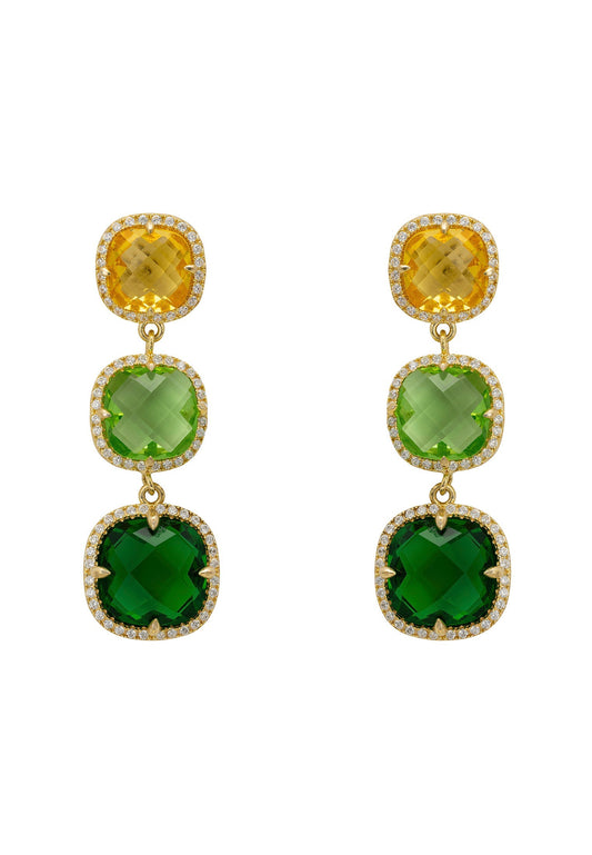 Knightsbridge Earrings Gold Green Citrus - Jewelry image 1