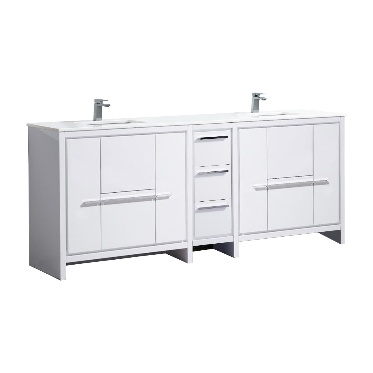 Dolce 84″ Double Sink Modern Bathroom Vanity with Quartz Counter-Top - Home Decor image 1