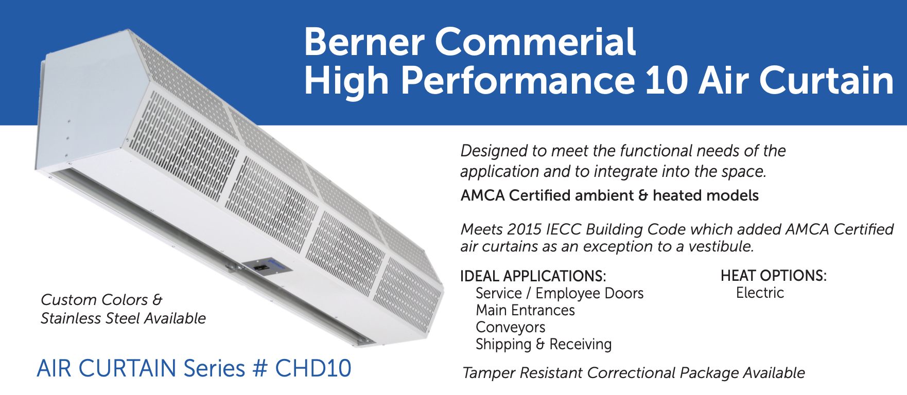CHD10-2072EX - 72" White, Electric Heated, 208V, Three Phase, Berner Commercial High Performance 10 Series - Kitchen & Dining image 4