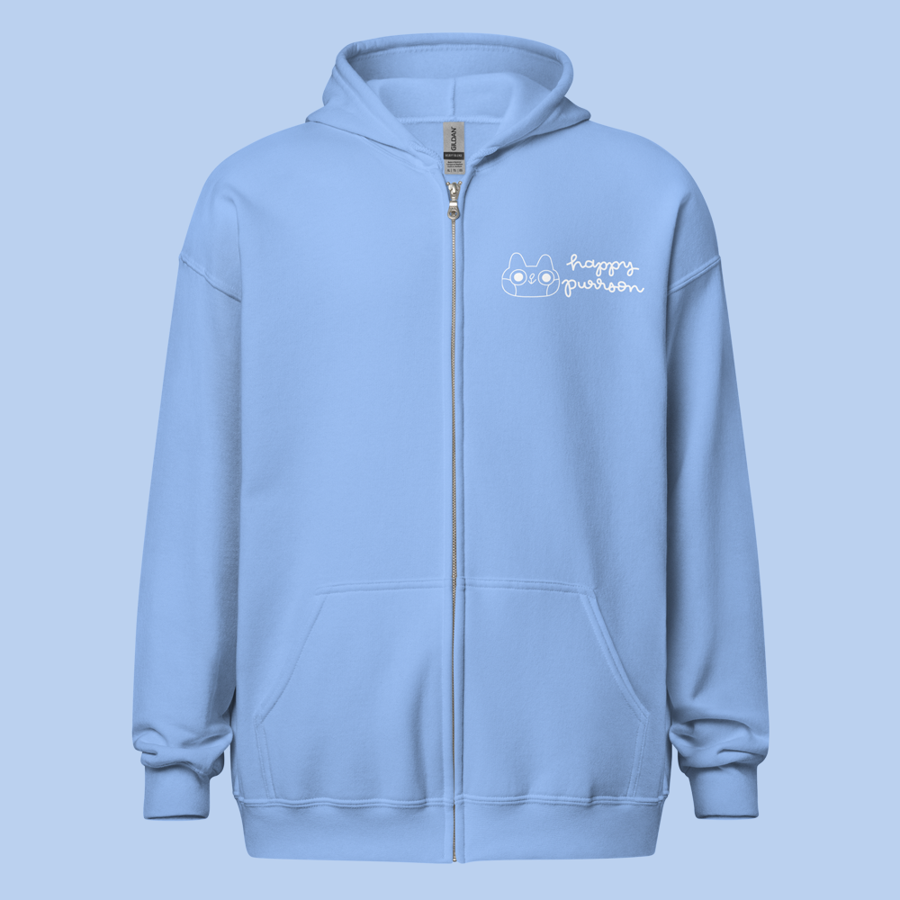 Berry Good Cat Unisex heavy blend zip hoodie in Sky Blue - Apparel image 3