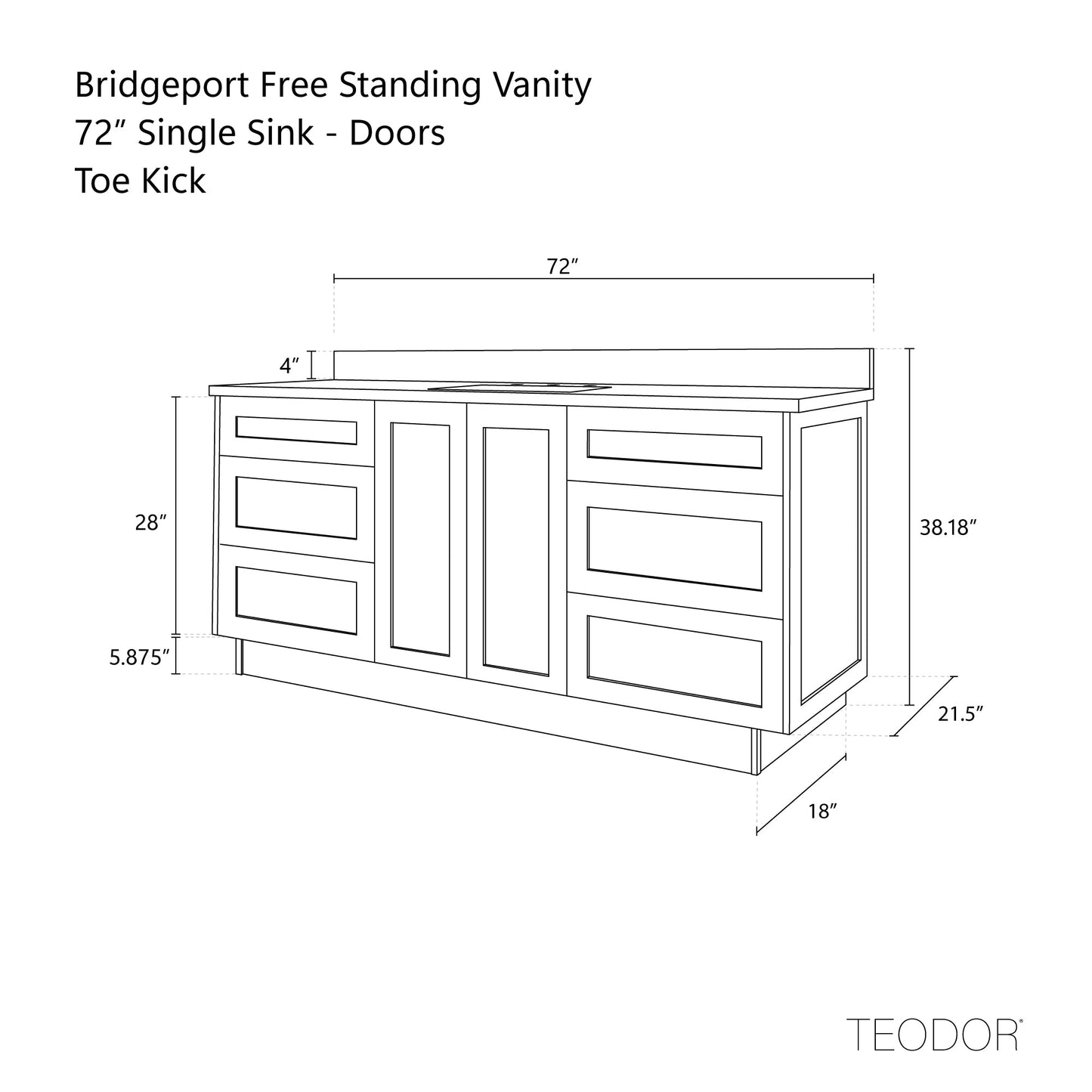 Bridgeport 72" White Oak Bathroom Vanity - All Drawers - Misc image 40