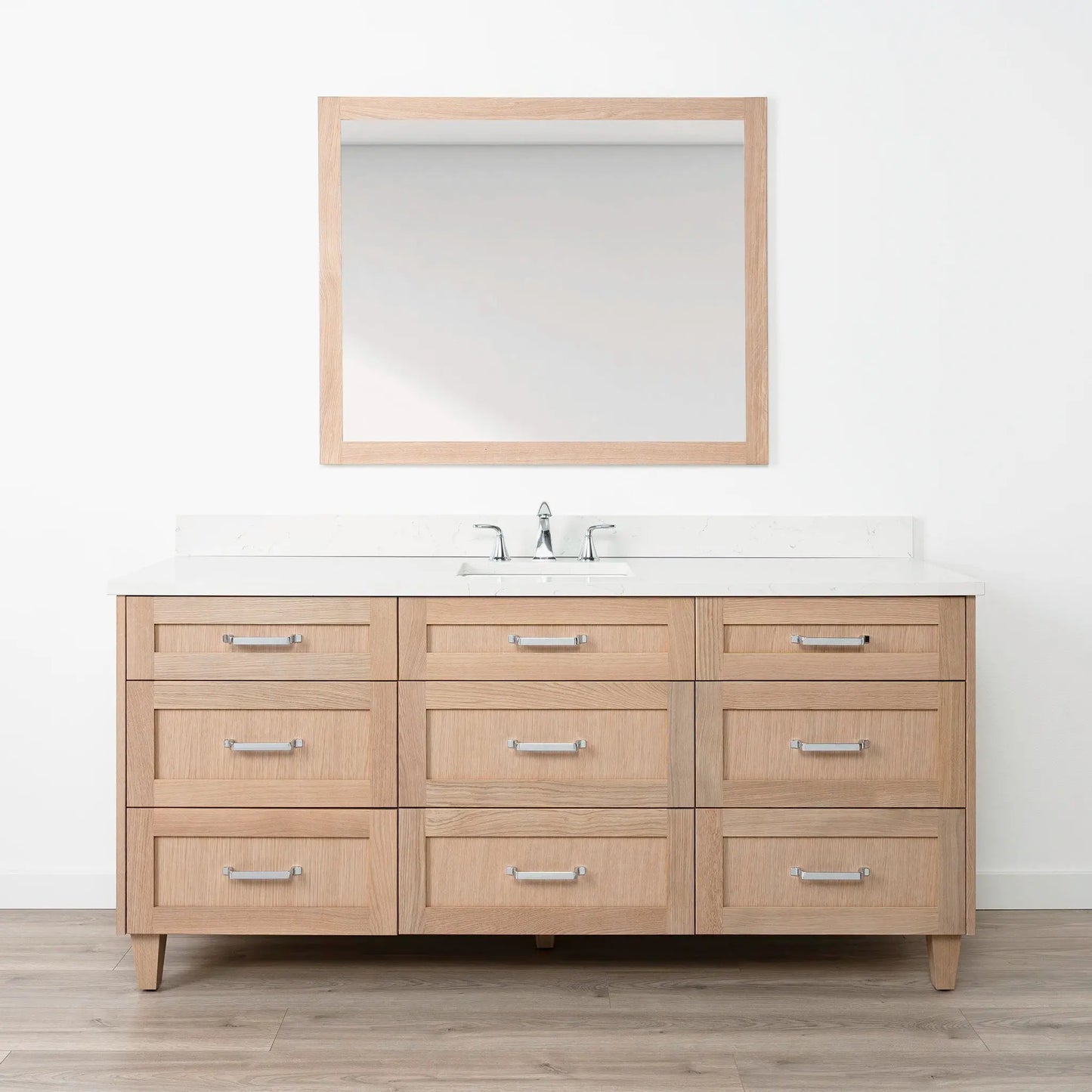 Bridgeport 72" White Oak Bathroom Vanity - All Drawers - Misc image 13