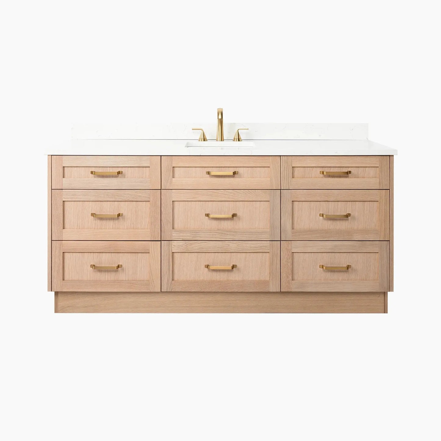 Bridgeport 72" White Oak Bathroom Vanity - All Drawers - Misc image 18