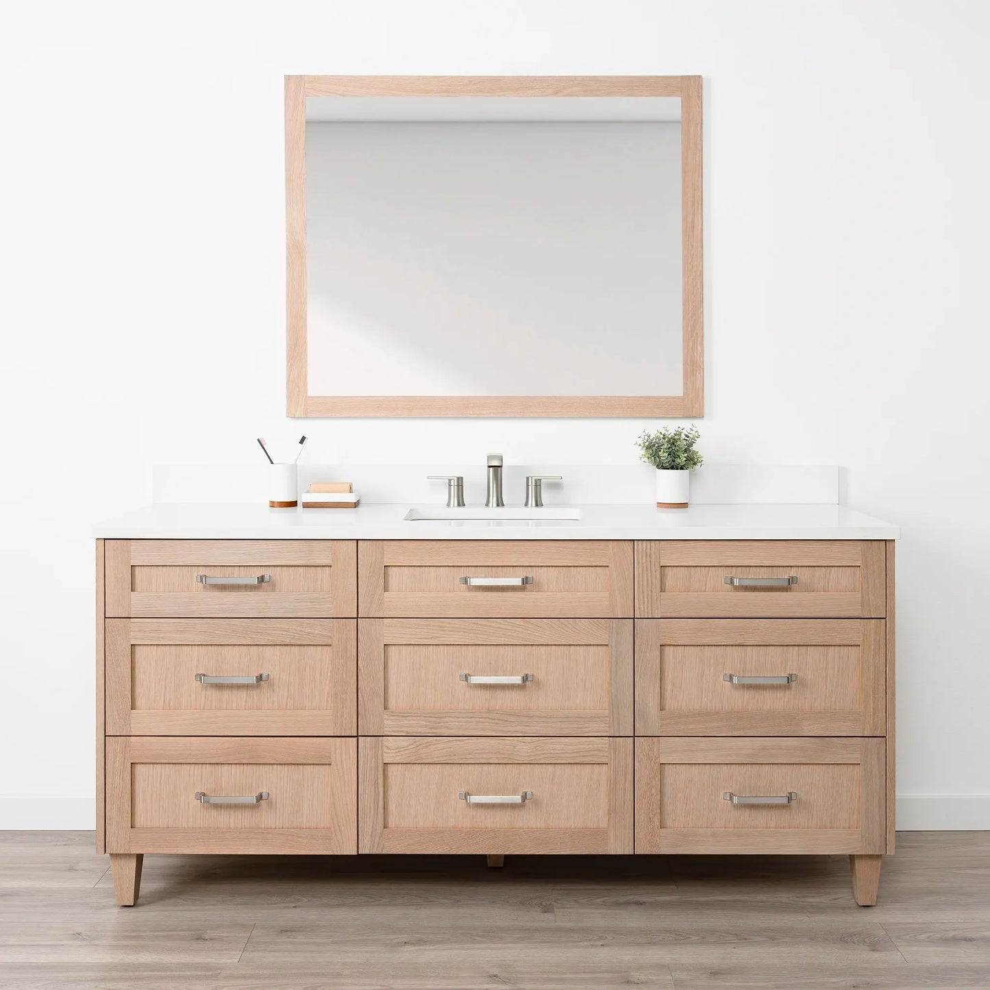 Bridgeport 72" White Oak Bathroom Vanity - All Drawers - Misc image 2