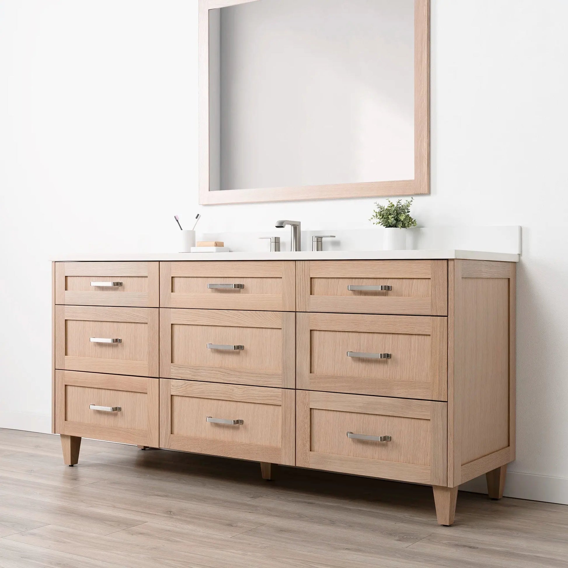 Bridgeport 72" White Oak Bathroom Vanity - All Drawers - Misc image 6