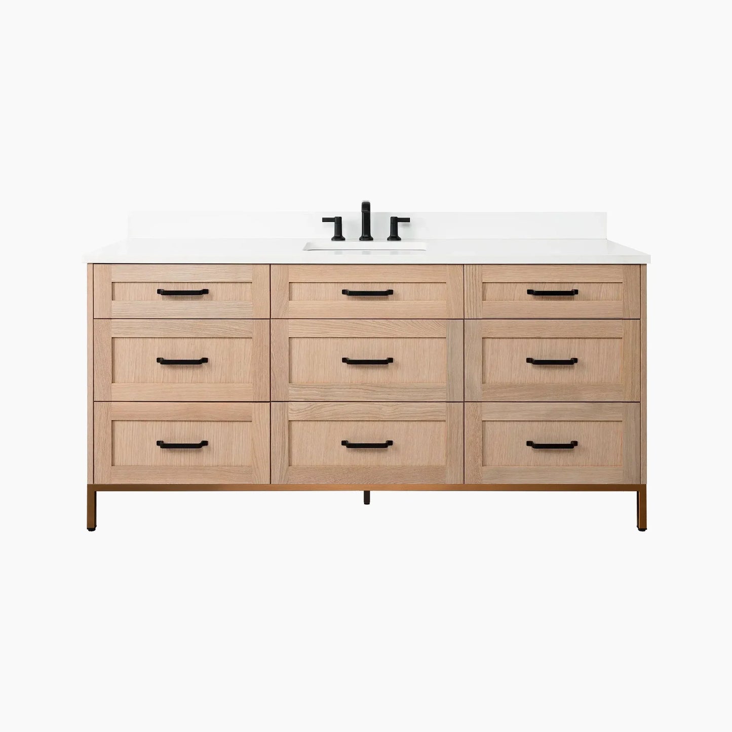 Bridgeport 72" White Oak Bathroom Vanity - All Drawers - Misc image 32