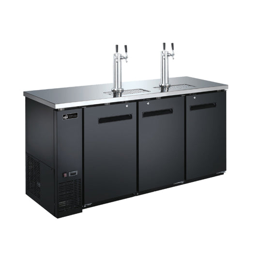EFI CBBDD3-72CC 73" 3-Keg Solid Door Black Direct Draw Beer Dispenser with 4 Taps - Misc image 1