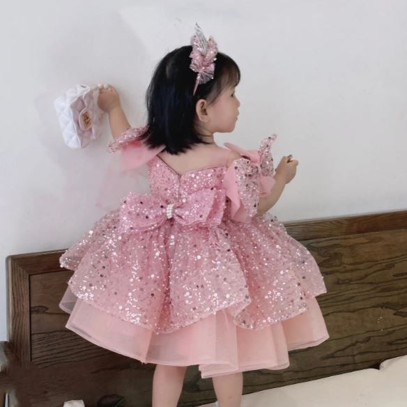 Sabrina Girls Party Dress: Pink - Apparel image 3