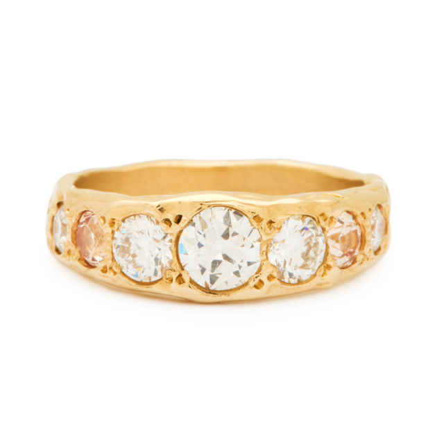 Diamond and Blush Sapphire Tapered Ring - Misc image 1