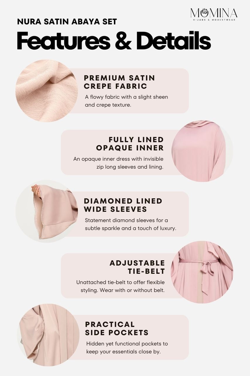 Nura Satin Abaya Set - Sandstone - Misc image 12