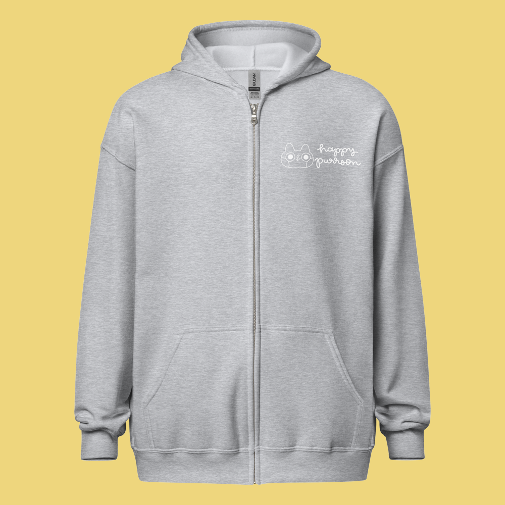 Happy Purrson Bow Cat Zip Hoodie - Apparel image 3
