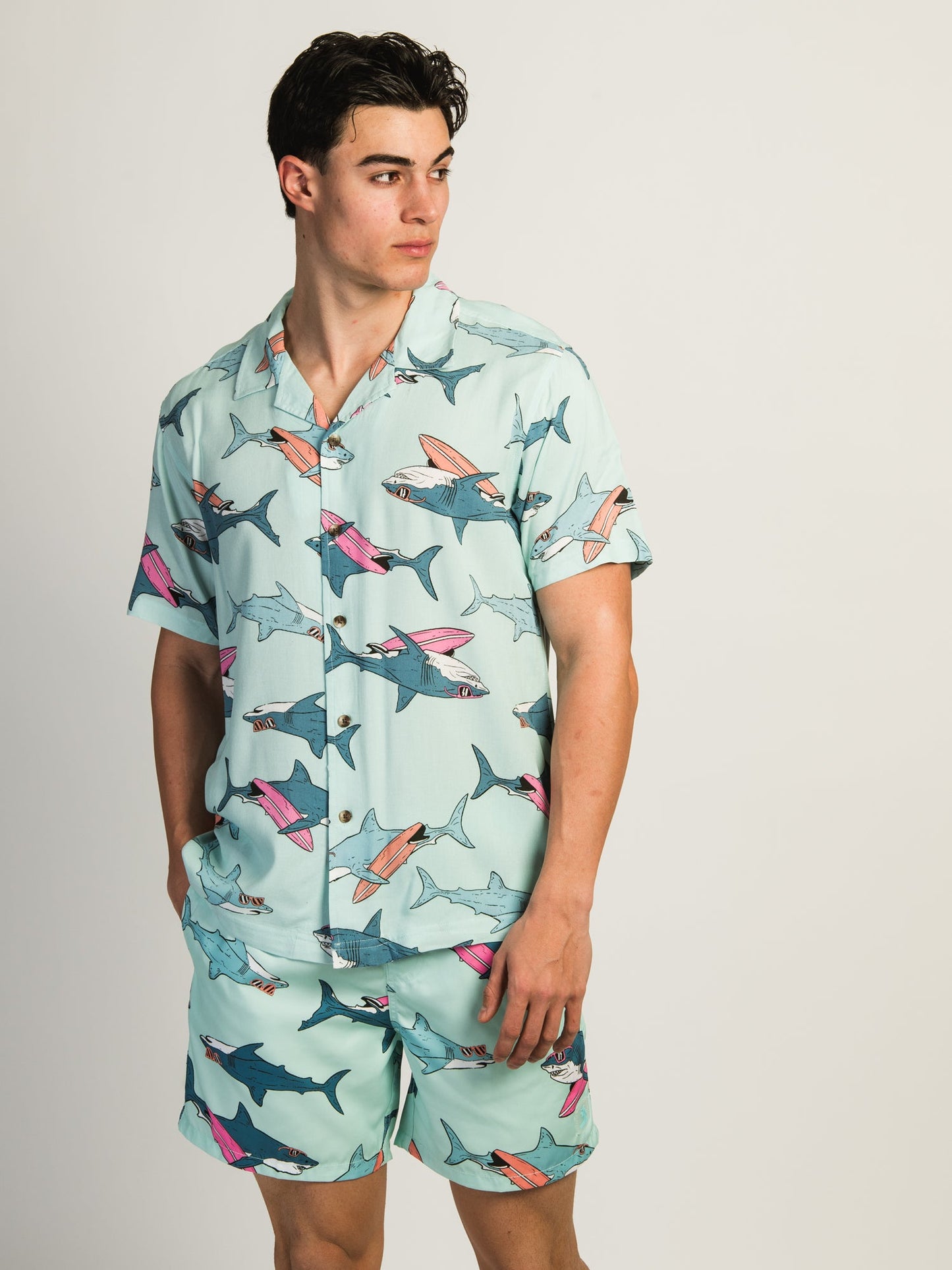 ISLAND HAZE SURFING SHARK 5IN VOLLEY SHORT - AQUA - Misc image 6