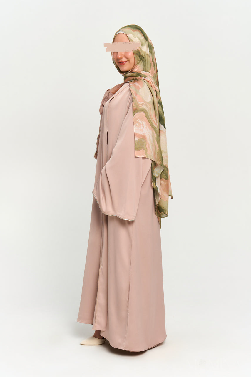 Nura Satin Abaya Set - Sandstone - Misc image 4
