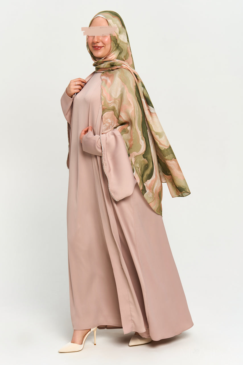 Nura Satin Abaya Set - Sandstone - Misc image 3