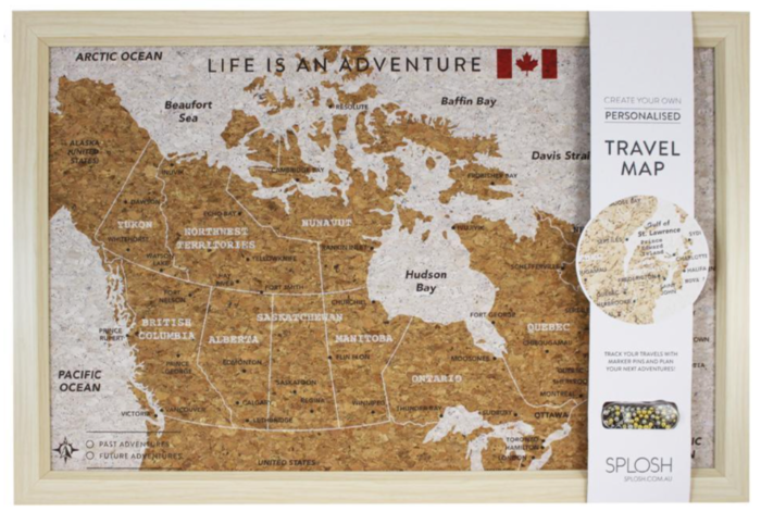 FRAMED CORK BOARD - Canada Travel Map - Jewelry image 1