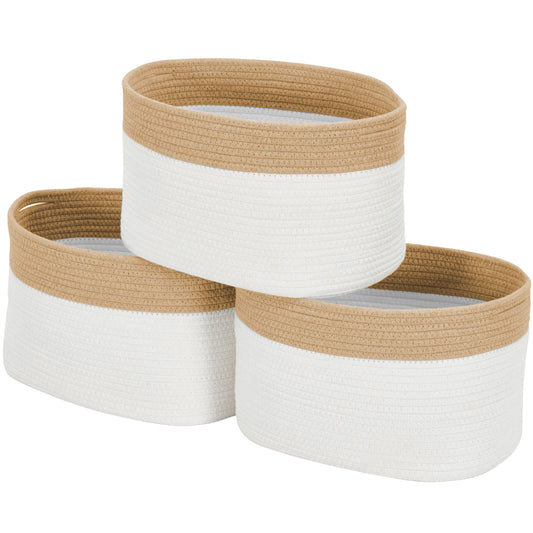 Cotton Rope Storage Baskets with Handles (3pcs) - Cotton Woven Bins - Jewelry image 1