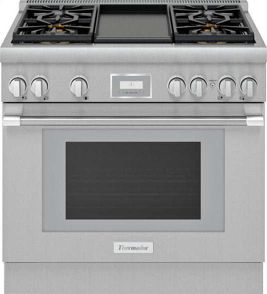 Thermador 36 Inch Dual Fuel Range with Griddle, Stainless Steel - PRD364WDHC - Misc image 1