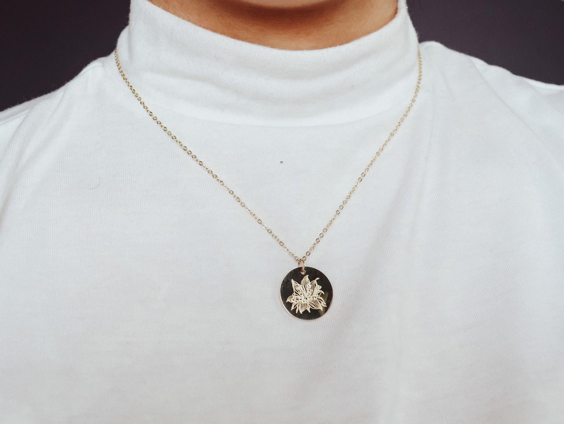 Birth Month Flower Pendant Necklace & Bracelet Set (Style 1) - Jewelry image 7