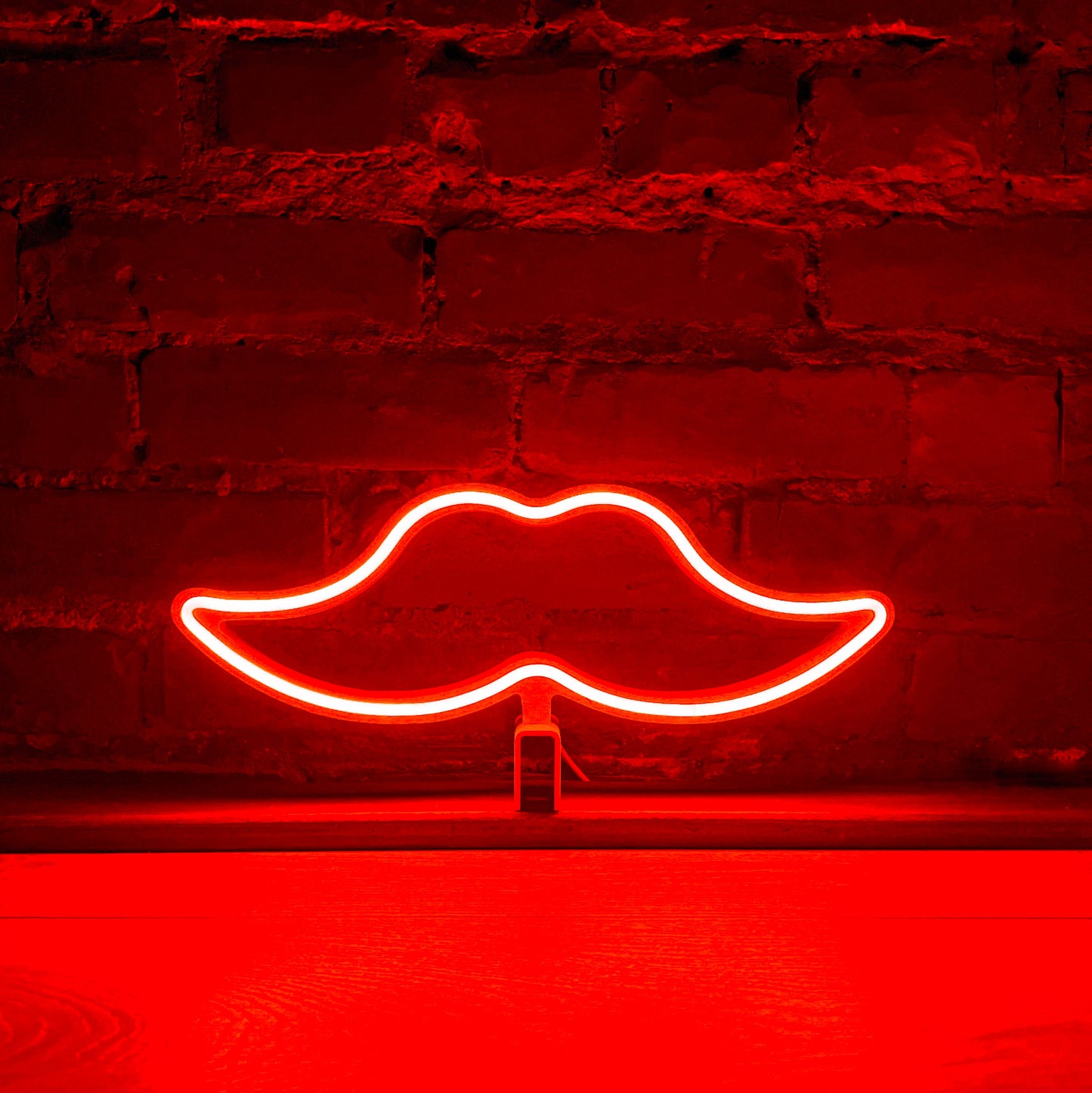 Neon Movember Moustache - Red - Apparel image 1