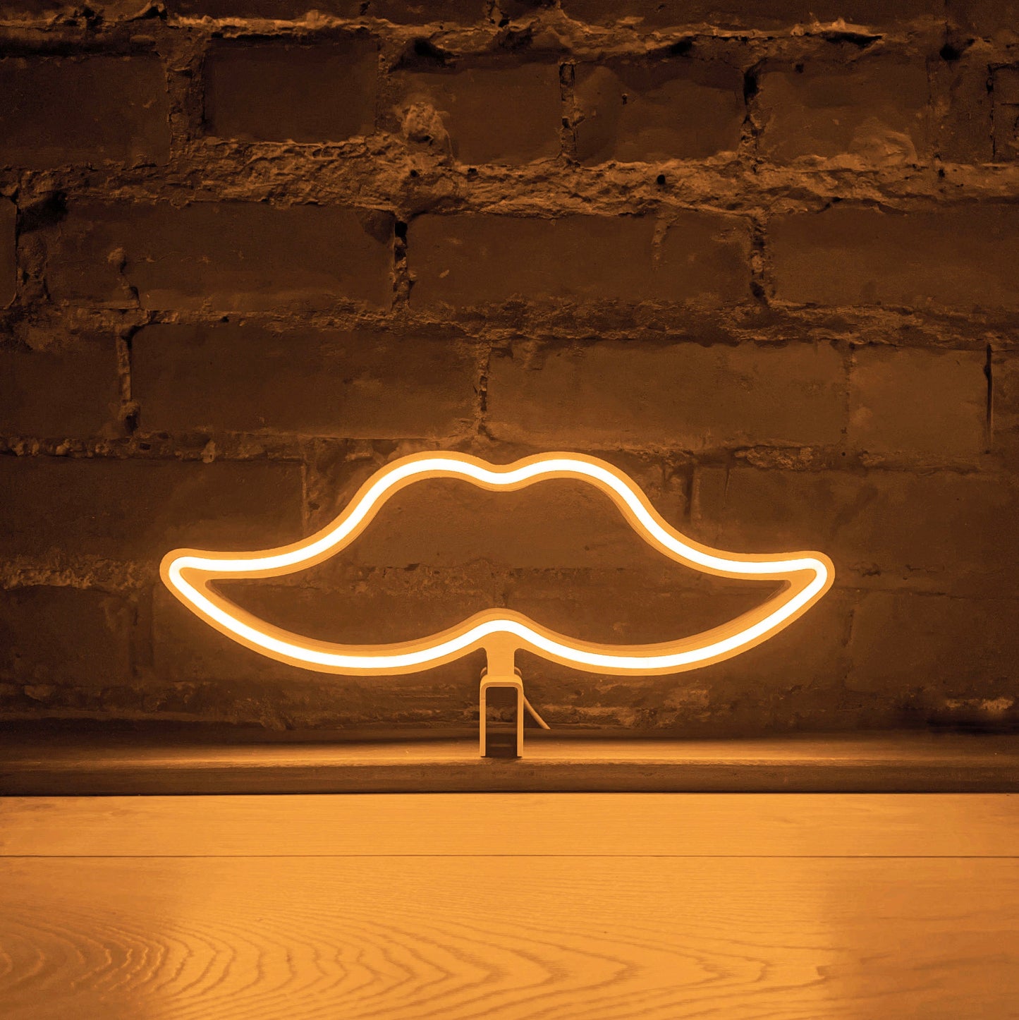 Neon Movember Moustache - Warm White - Apparel image 1