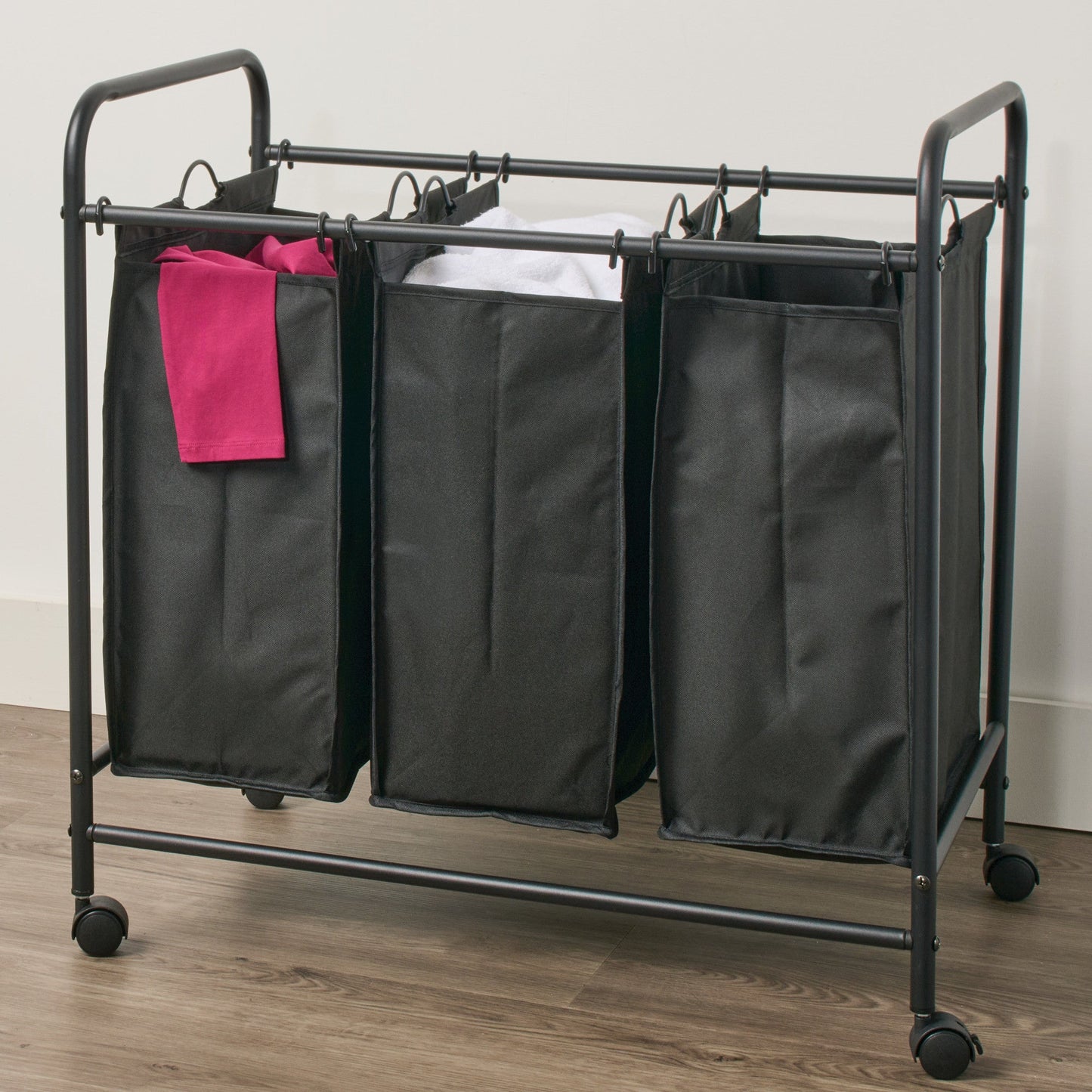 HomeStyles Triple Laundry Sorter, Black - Laundry Organization image 1