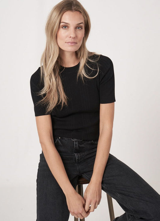 Short Sleeve Rib-Knit Top - Misc image 1