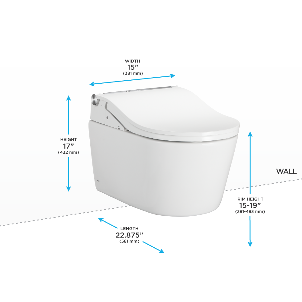 TOTO Washlet+ Rp Wall Hung D Shape Toilet with Rw Bidet Seat and Duofit In Wall 1.28 and 0.9 GPF Auto Dual Flush Tank System - Jewelry image 2