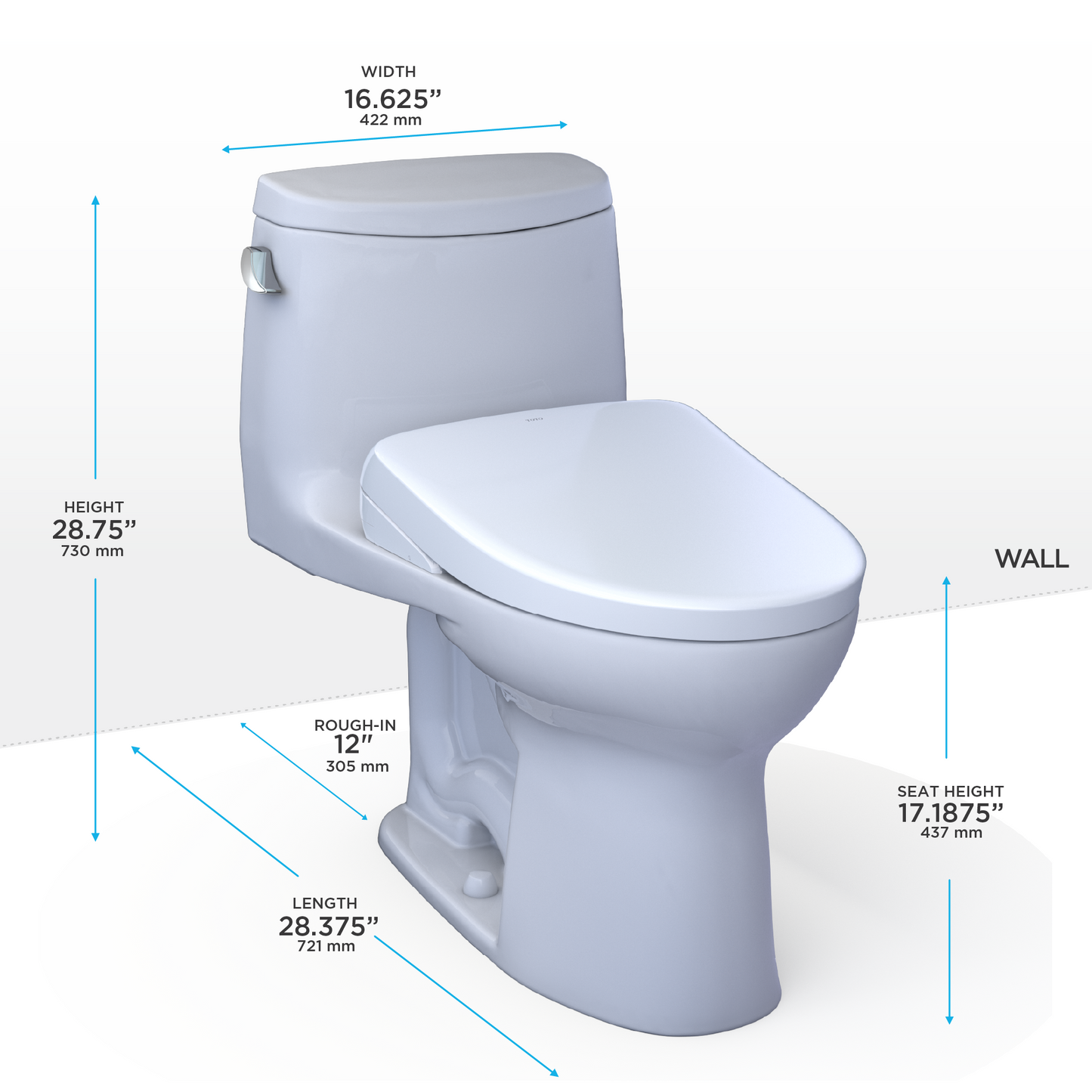 TOTO Washlet+ Ultramax II One Piece Elongated 1.28 GPF Toilet and Washlet+ S7 Contemporary Bidet Seat - Gadgets image 2