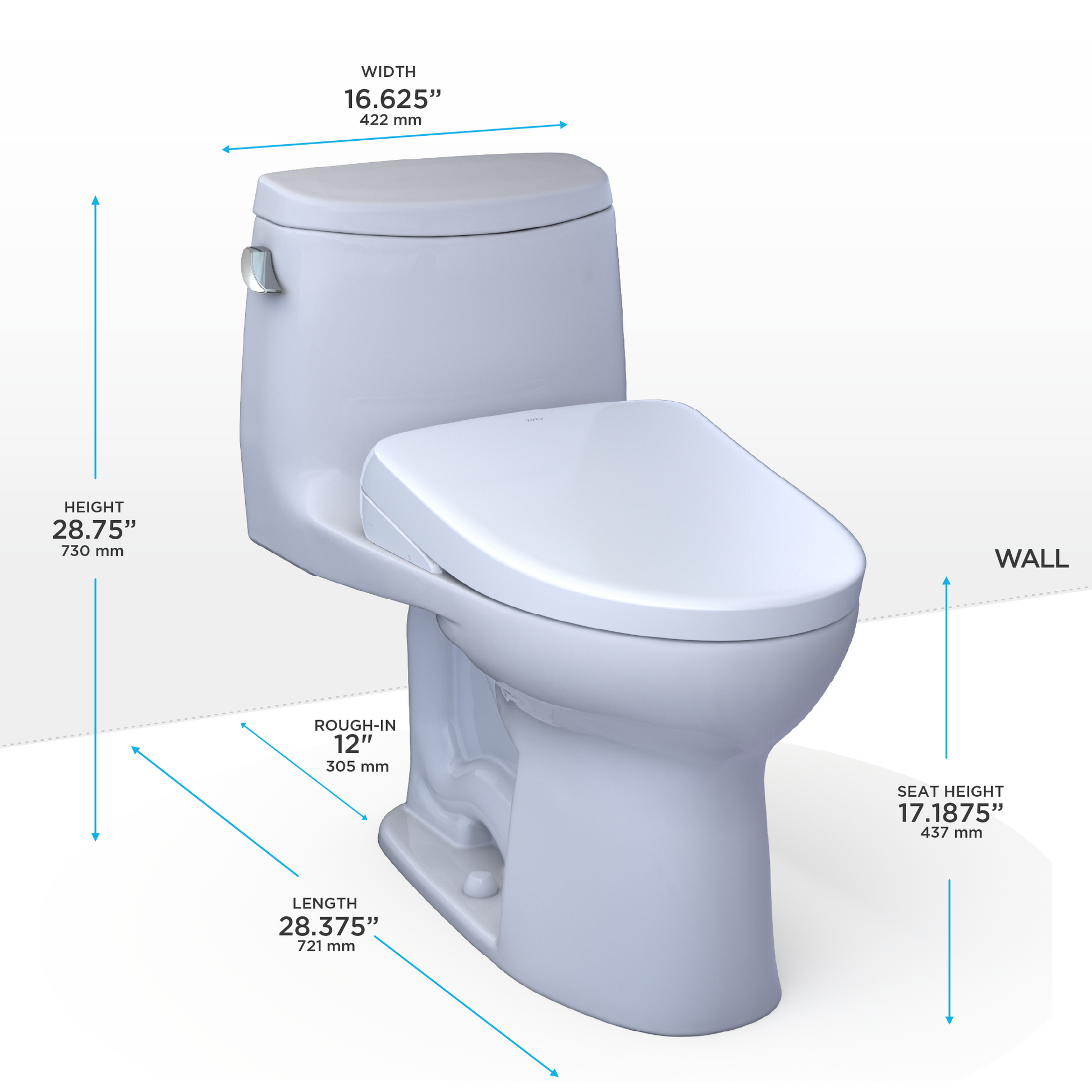 TOTO Washlet+ Ultramax II One Piece Elongated 1.28 GPF Toilet and Washlet+ S7 Contemporary Bidet Seat - Gadgets image 2