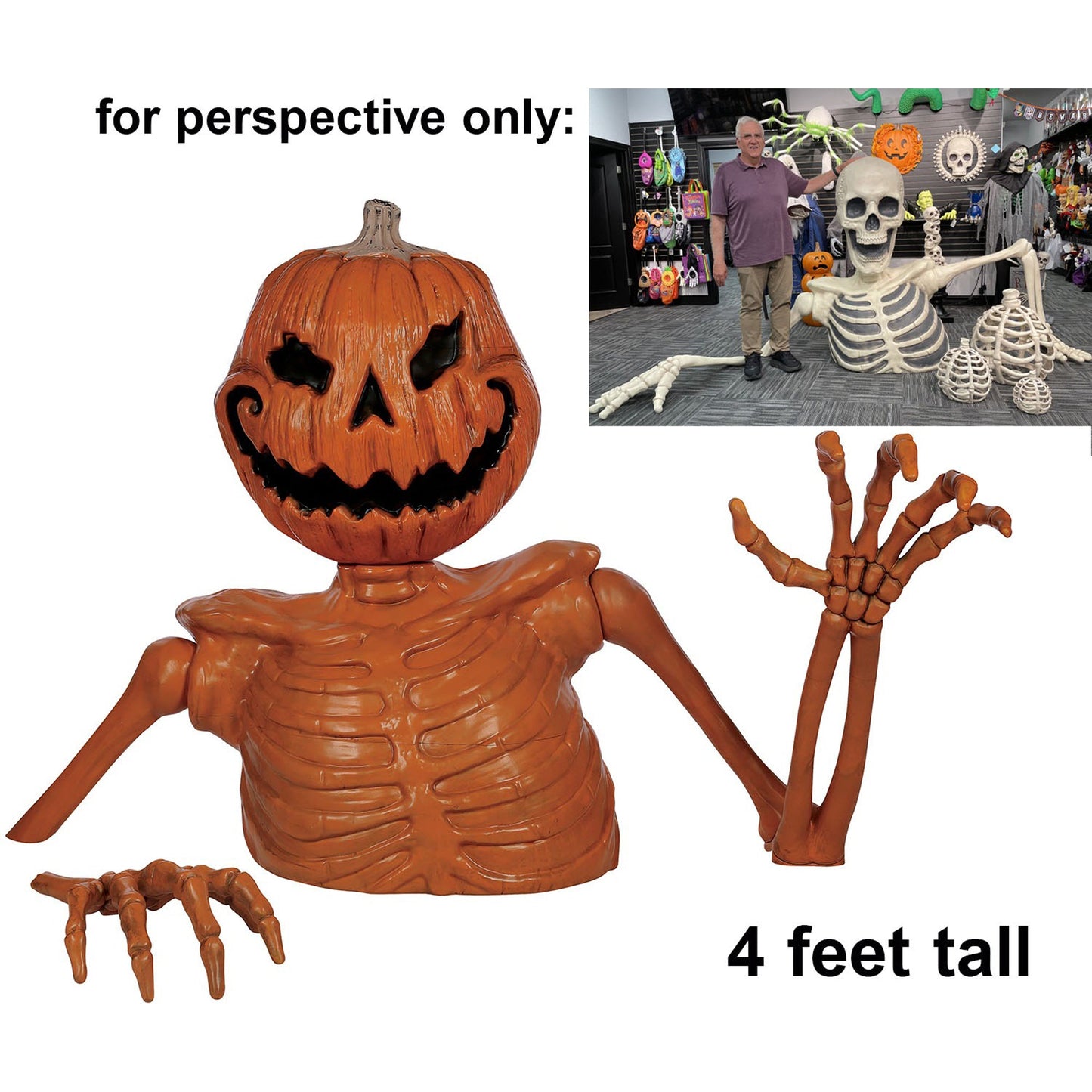 Pumpkin Skeleton Deluxe GroundBreaker, 48 Inches, 1 Count - Home Decor image 1