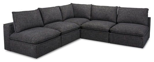 Fusion Modular 5-Piece Charcoal Grey Chenille Fabric Armless Sectional | Sofa sectionnel sans accoudoirs modulaire Fusion 5 pièces en tissu de chenille gris anthracite - Furniture image 1