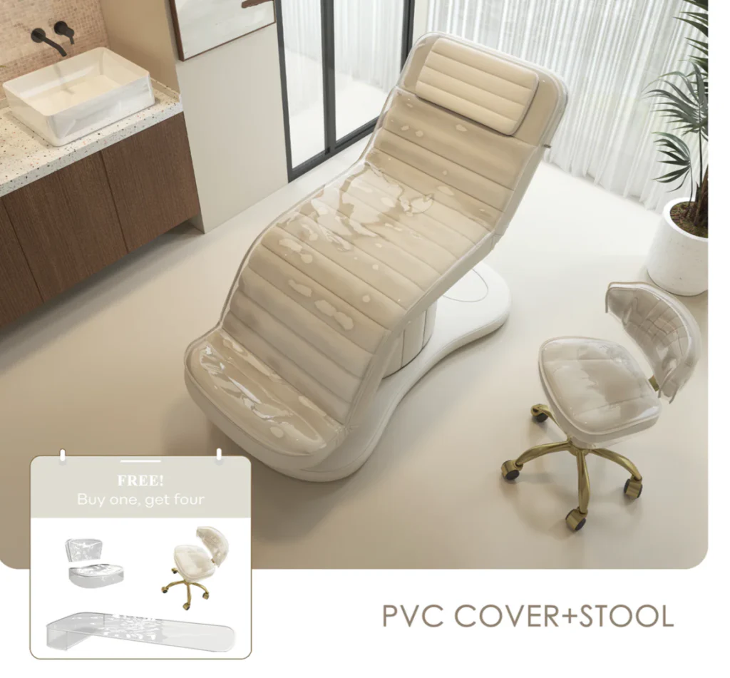 YOOCELL ® Beauty SPA Bed Kit for Eyelash Facial AG1206 (Electric bed + Chair + 2 sets Clear Covers for both) - Furniture image 3