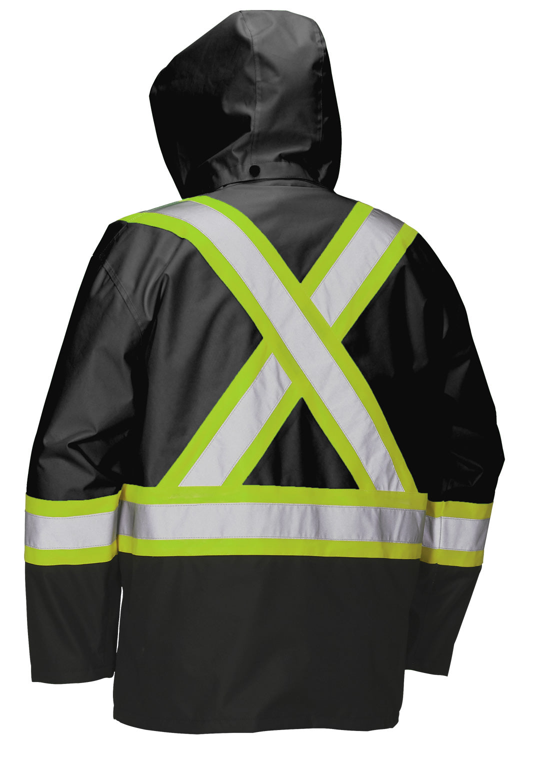Hi Vis Safety Rain Jacket with Snap-Off Hood - Apparel image 5