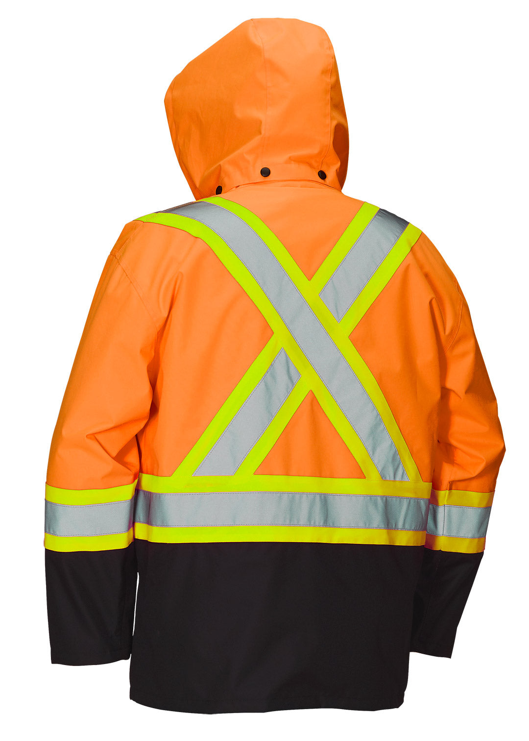 Hi Vis Safety Rain Jacket with Snap-Off Hood - Apparel image 4