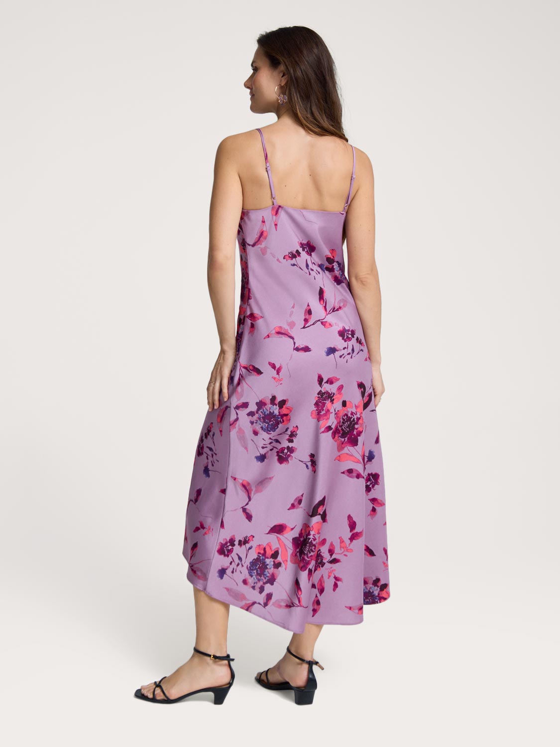 Floral Midi Satin Slip Dress - Dresses image 5
