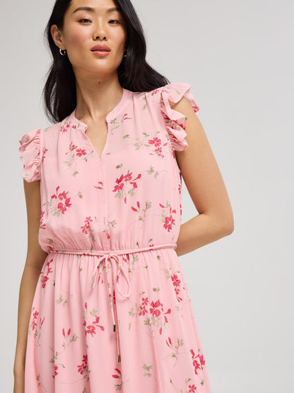 Sleeveless Floral Print Chiffon Midi Dress - Dresses image 3