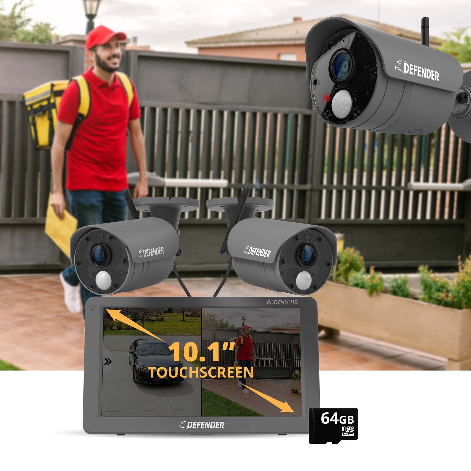 PHOENIXHD Non-WiFi Plug-in Power Security System with 10.1” HD Monitor & 2 Cameras - Misc image 2